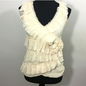 Anthropologie Deletta Ivory Lace Popham Beach Top